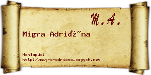 Migra Adriána névjegykártya